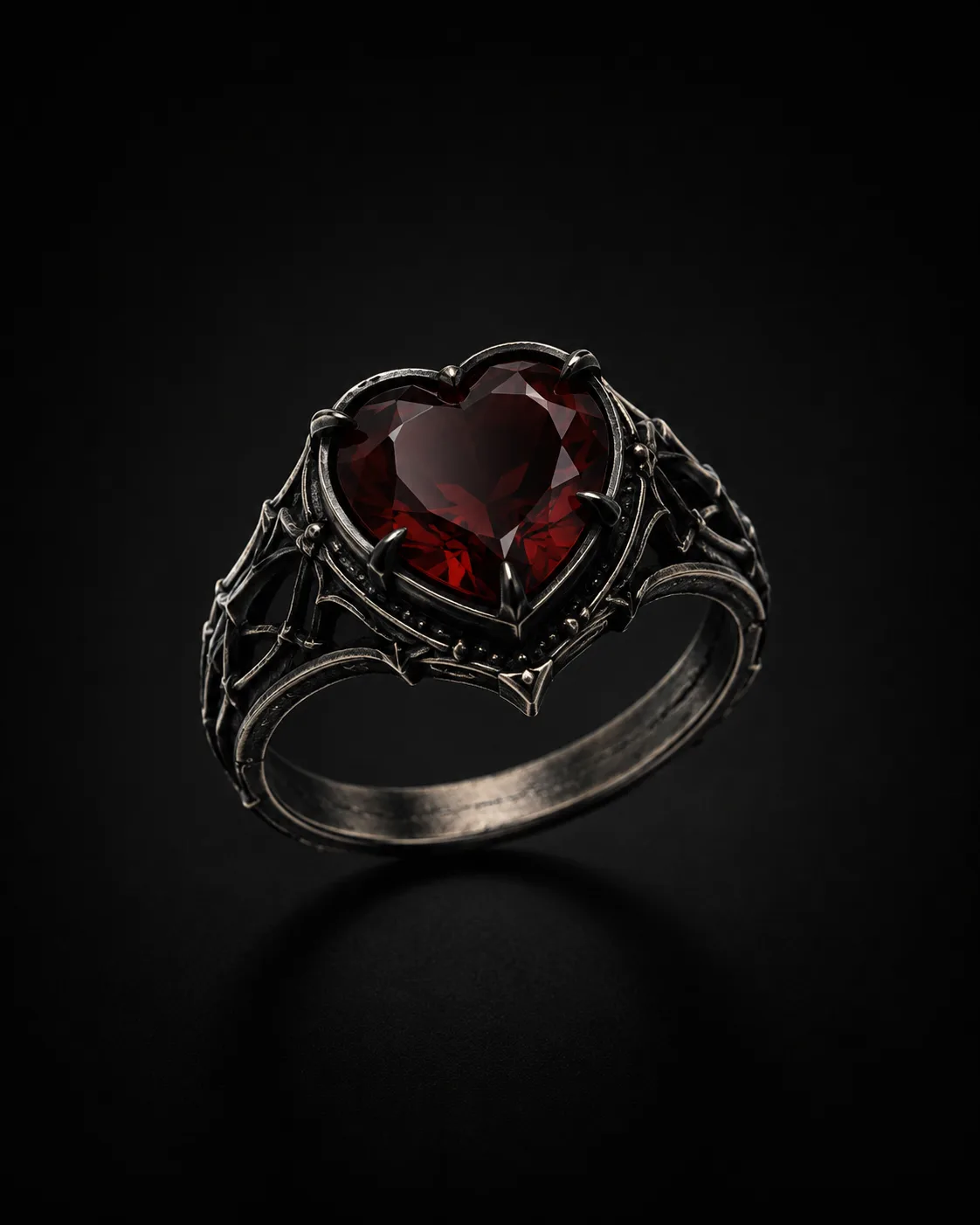 Crimson Vow — Garnet · Oxidized Silver